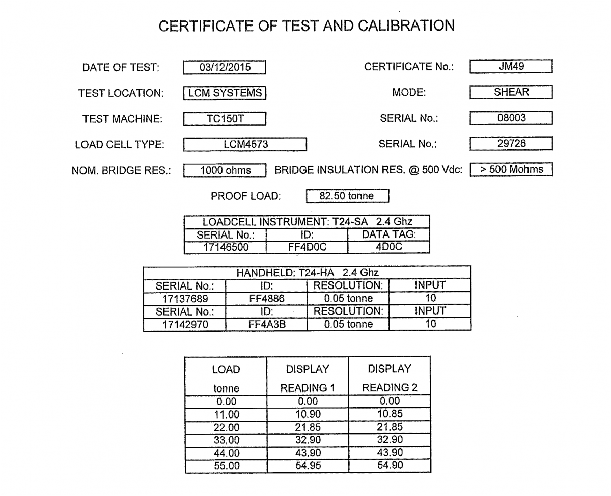 lcm4573 certificato di calibrazione a bassa temperatura Cella di Carico a Grillo